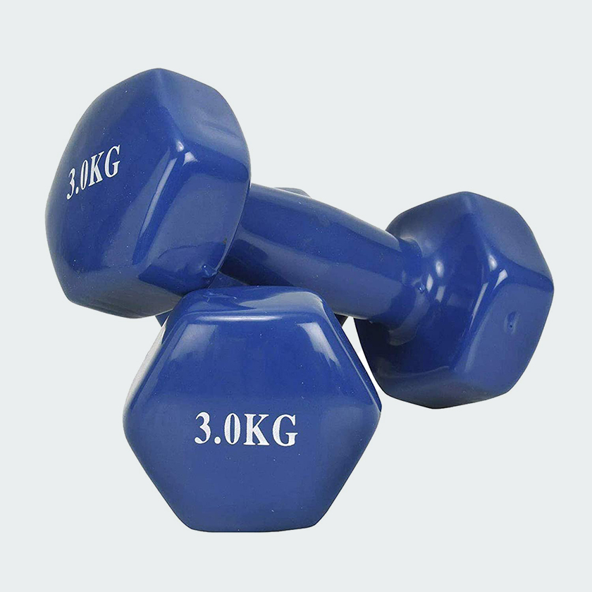 A Pair Of 3kg Vinyl Dumbbells Gym Weight Lifter - Blue