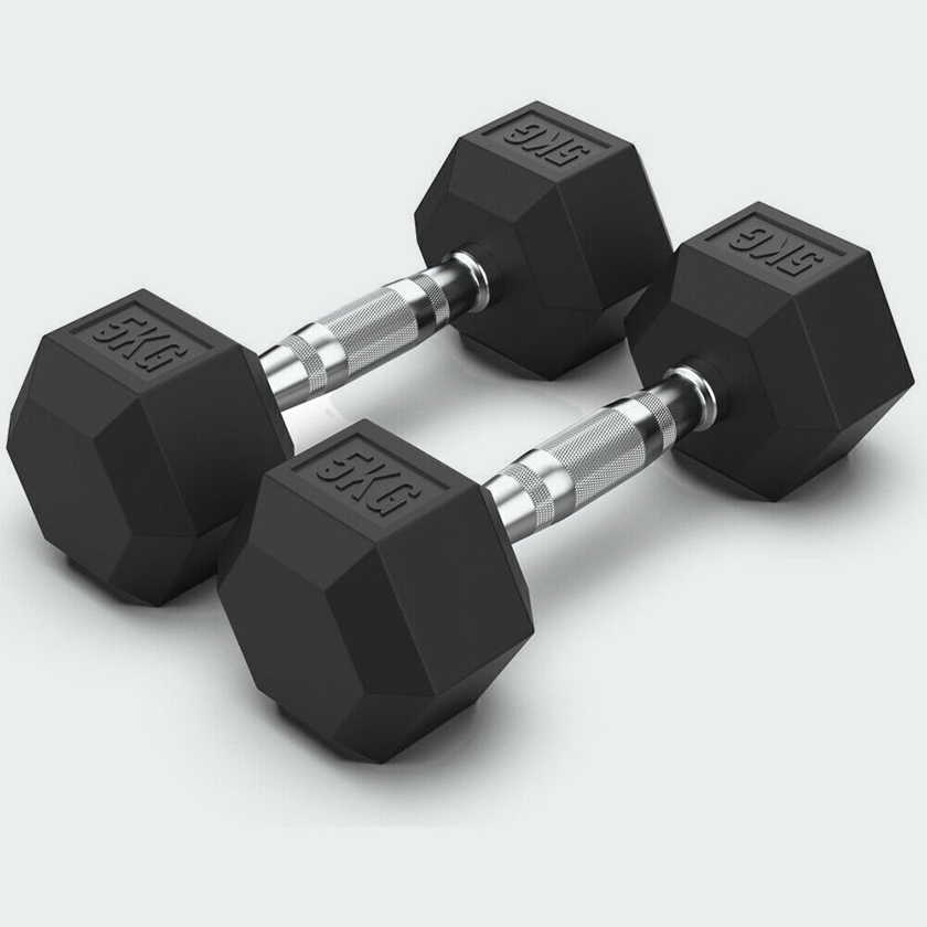 Pair Of 5Kg Gym Weight Dumbbells - Black - Image 2