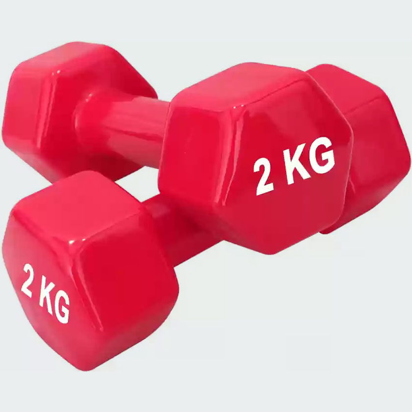 A Pair 2kg Vinyl Dumbbells - Red
