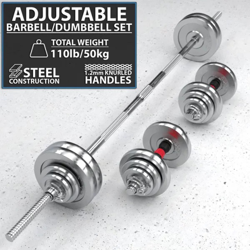 50KG Adjustable Dumbbell & Barbell Set - Image 3