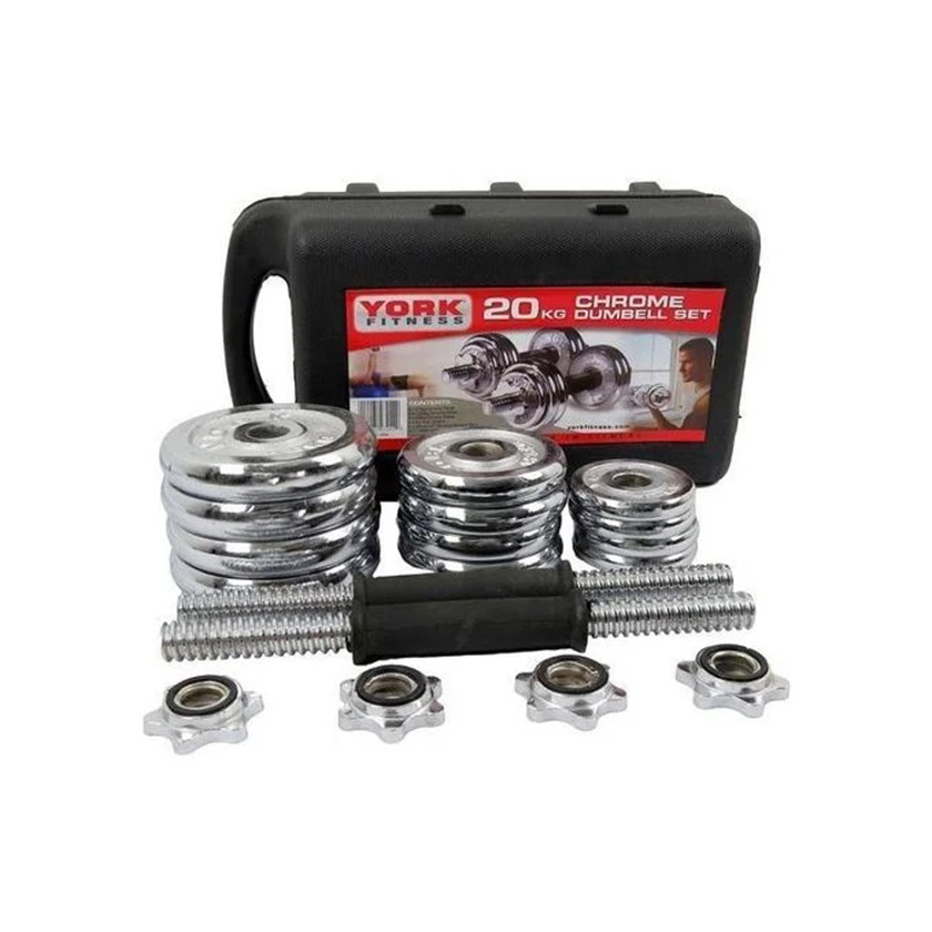 20KG Plated - Adjustable Dumbbell Set-Silver