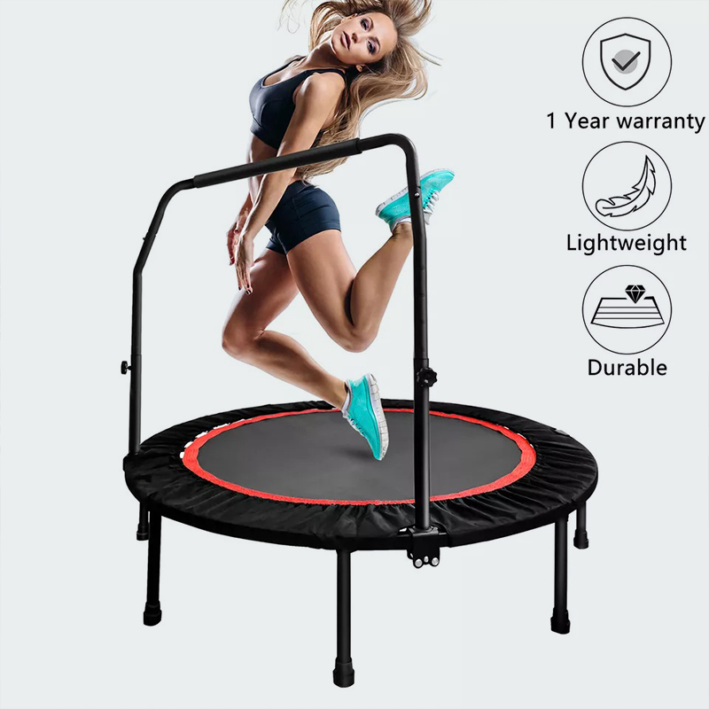Foldable Fitness Trampoline with Adjustable Handlebar – Cardio and Core Trainer