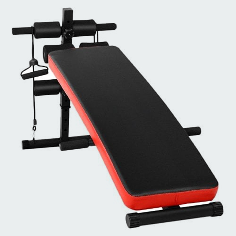 Adjustable Sit-Up Bench with Resistance Bands – Home Gym Core & Strength Trainer