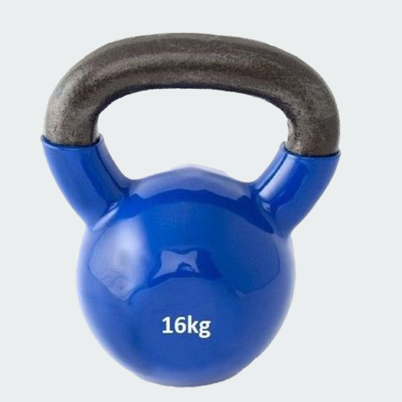 16KG Blue Vinyl Coated Cast Iron Kettlebell – Strength & Functional Training